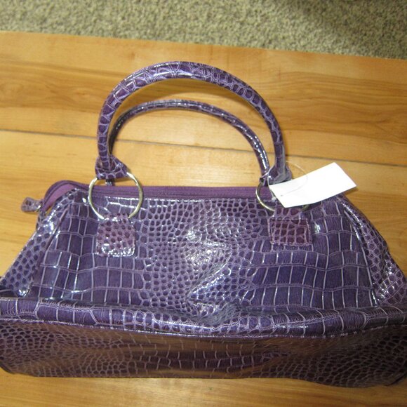 Del Mano Purple Handbag Purse + Bonus Bag Purple Flower NEW - Picture 5 of 7